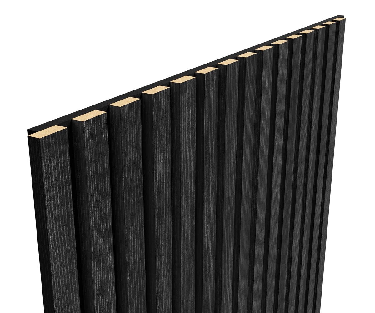 МДФ стеновая панель акустическая Cosca Decor Сканди Дуб Графит черный войлок 600×600×19